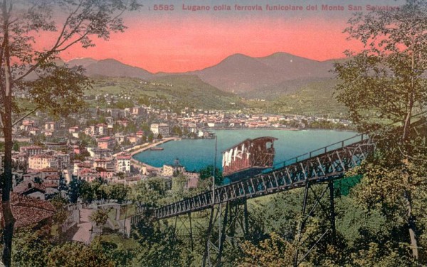 Lugano colla ferrovia del Monte San Salvatore Vorderseite