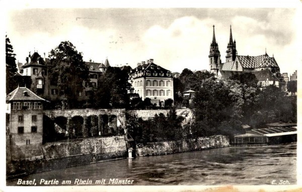 Basel - Rhein mit Münster Vorderseite