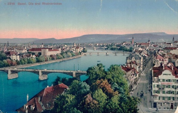 Basel. die 3 Rheinbrücken Vorderseite