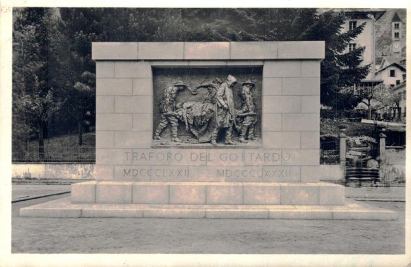 Neues Denkmal in Airolo "Die Opfer der Arbeit" von Vincenzo Vela  Vorderseite