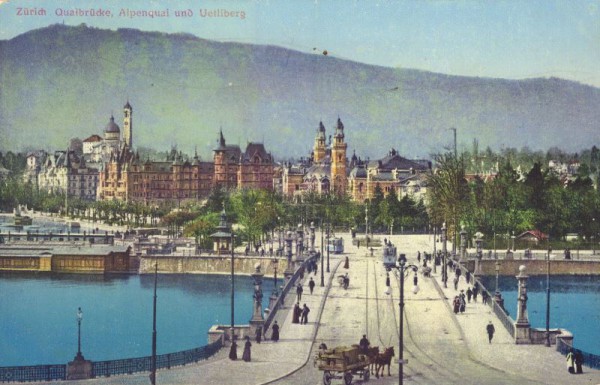 Zürich - Quaibrücke, Alpenquai und Uetliberg