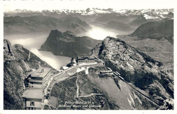 Pilatus-Kulm. Blick auf Säntis und Glärnisch Vorderseite