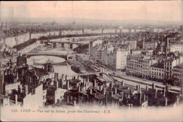 Lyon - Vue sur la Saone, prise des Chartreux  Vorderseite