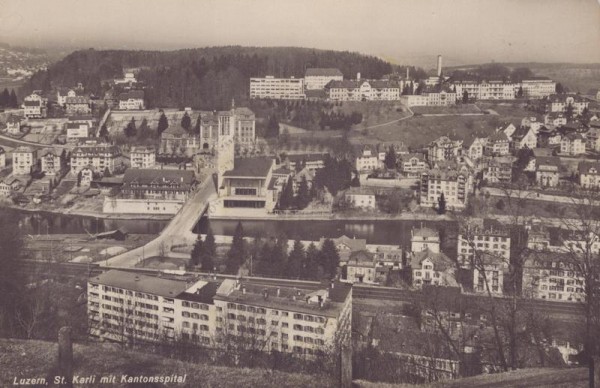 Luzern, St.Karli mit Kantonspital Vorderseite