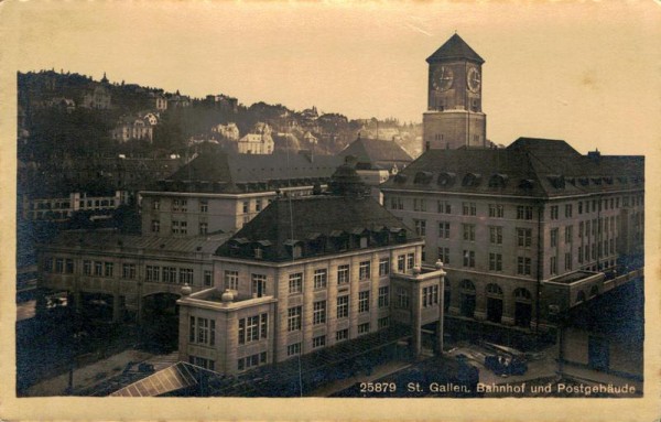 St. Gallen, Bahnhof und Postgebäude Vorderseite