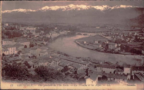 Grenoble - Vue générale de l'Ile Verte. - La Tronche et les Alpes  Vorderseite