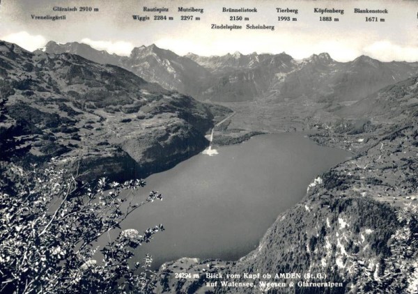 Blick vom Kapf ob Amden auf Walensee, Weesen & Glarneralpen Vorderseite
