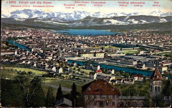 Zürich und die Alpen Vorderseite