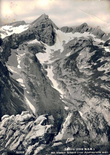 Säntis mit blauem Schnee (von Agathaplatte aus) Vorderseite