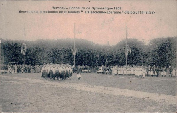 Vernon. - Concours de Gymnastique - Mouvements simultanés de la Société  Vorderseite