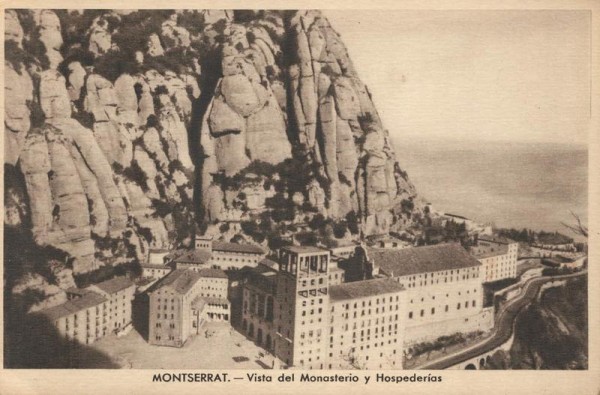 Montserrat. Vista del Monasterio y Hospederias Vorderseite