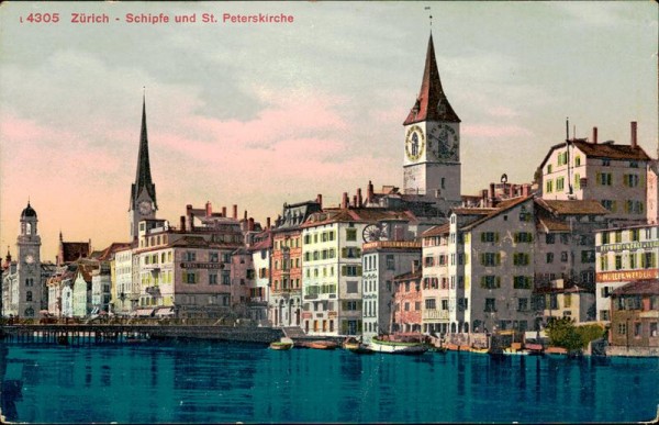 Zürich - Schipfe und St. Peterskirche Vorderseite