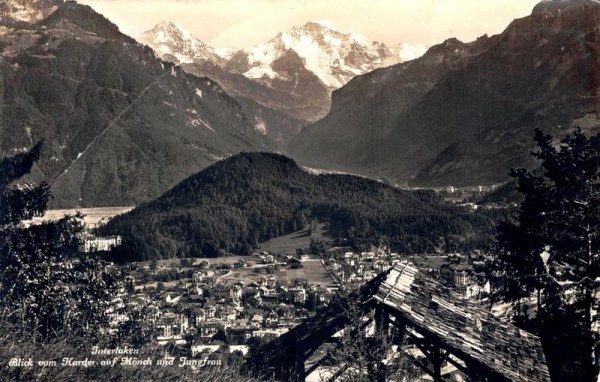 Interlaken. Blick vom Harder auf Mönch und Jungfrau Vorderseite