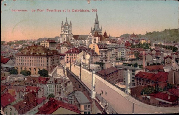 Lausanne. Le Pont Bessières et la Cathédrale Vorderseite