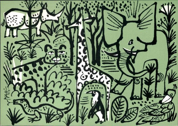 Zoo Basel, PTT-Bildpostkarte 1974 Vorderseite