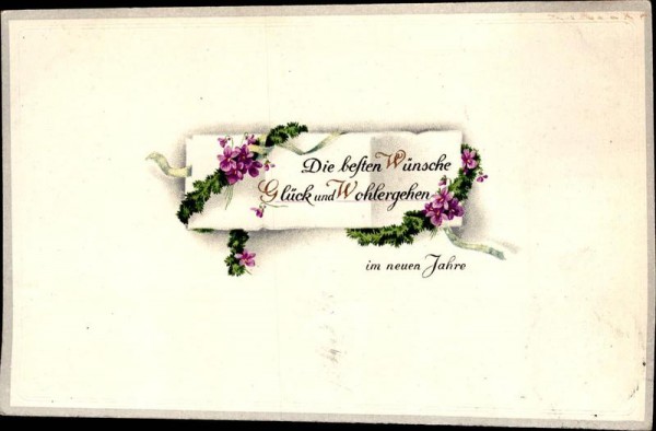 Die besten Wünsche Glück und Wohlrgehen im neuen Jahr Vorderseite