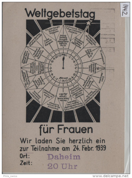 Weltgebetstag für Frauen 24. Febr. 1939 - World of Prayer for Women - flamme: Mustermesse Basel 1939