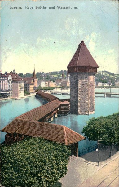 Luzern - Kapellbrücke und Wasserturm Vorderseite