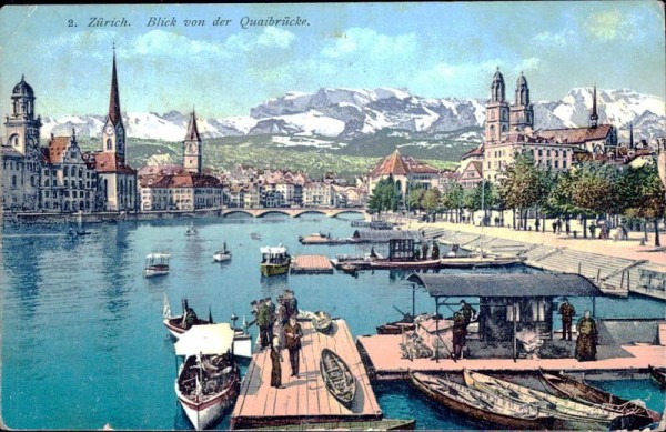 Zürich, Blick von der Quaibrücke Vorderseite