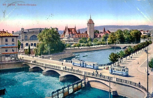 Bahnhofbrücke, Zürich in den 1930ern Vorderseite
