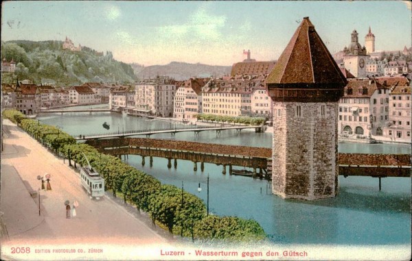 Luzern - Wasserturm gegen den Gütsch Vorderseite