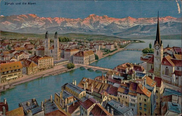 Zürich und die Alpen Vorderseite
