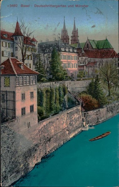 Basel - Deutschrittergarten und Münster Vorderseite