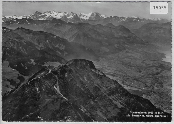Flugaufnahme Stanserhorn mit Berner- u. Obwaldneralpen - Swissair Photo AG