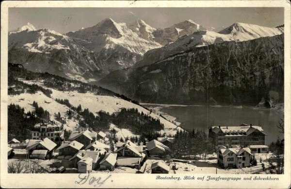 Beatenberg. Blick auf Jungfraugruppe und Schreckhorn Vorderseite