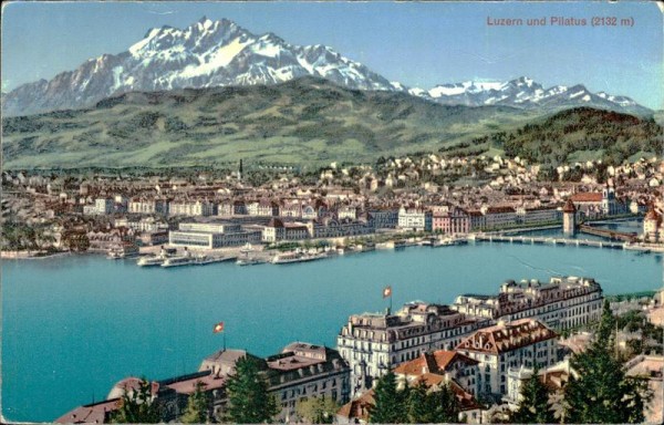 Luzern und Pilatus (2132 m) Vorderseite