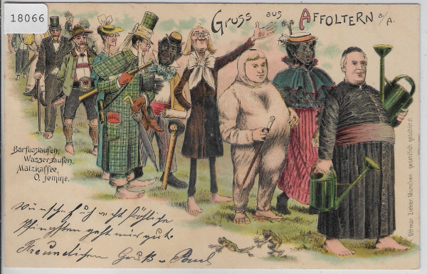 Gruss aus Affoltern a./A. Litho - Kneipp - Barfusslaufen, Wassersaufen, Malzkaffee, O, jemine... 190