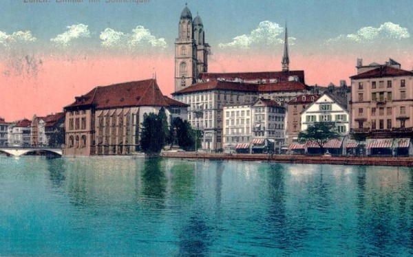 Zürich, Limmat mit sonnenquai Vorderseite