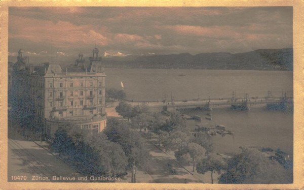 Zürich, Bellevue und Quaibrücke Vorderseite
