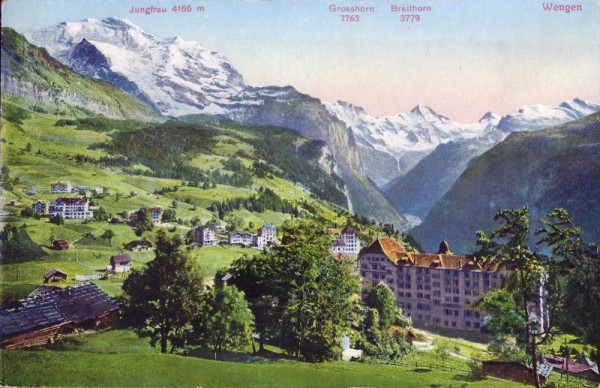 Wengen mit Jungfrau Grosshorn und Breithorn