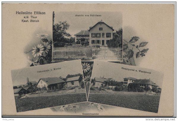 Hittnau (ZH) Dorfpartie mit Primarschulhaus, Kirche, Sekundarschule
