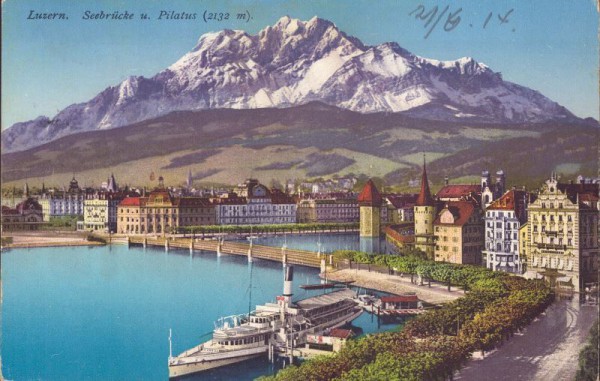 Luzern, Seebrücke und Pilatus