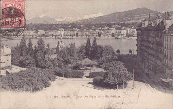 Genève - Place des Alpes et le Mont-Blanc