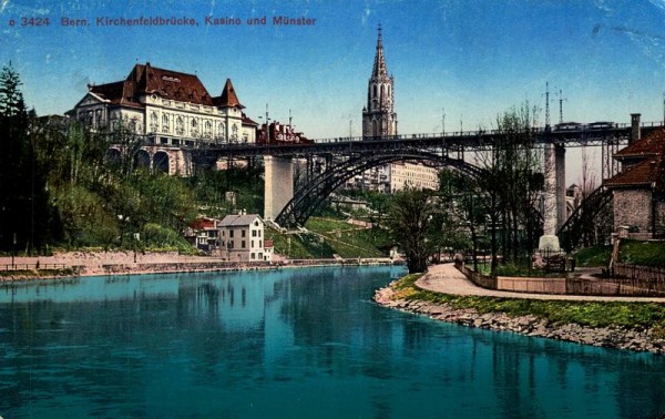 Kirchenfeldbrücke, Kasino und Münster, Bern Vorderseite