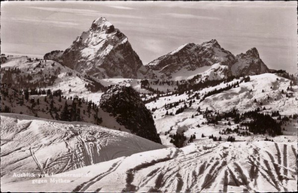 Ausblick von Lauchernstöckli gegen Mythen. 1946