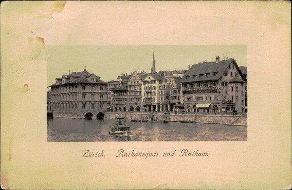 Rathausquai und Rathaus (Zürich) Vorderseite