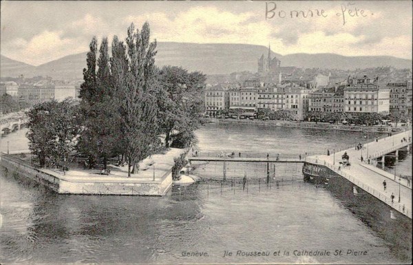 Geneve Ile Rousseau et la Cathédrale St. Pierre Vorderseite