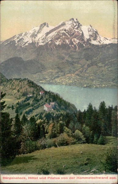 Bürgenstock. Hotel und Pilatus von der Hammetschwand aus. Vorderseite