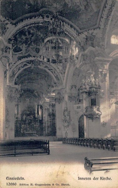 Kloster Einsiedeln - Inneres der Kirche. 1907 Vorderseite