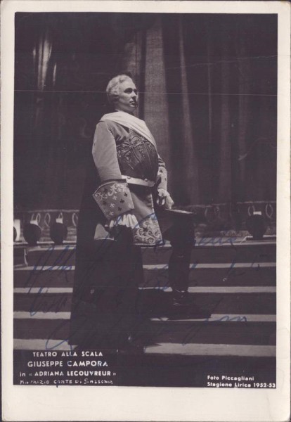 Giuseppe Campora, Teatro alla Scala, Milano, Autogrammkarte Vorderseite