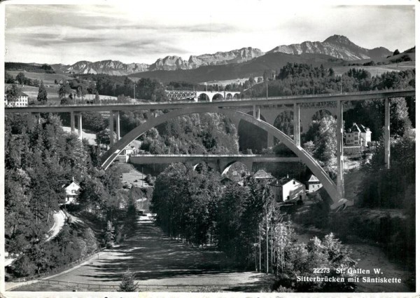 St. Gallen, Sitterbrücken mit Säntiskette Vorderseite