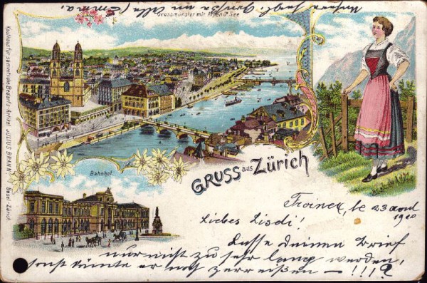 Gruss aus Zürich - Litho