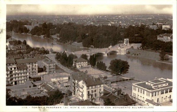 Torino Panorama Dal Monte del cappuccini con Monumento all'Artigliere Vorderseite