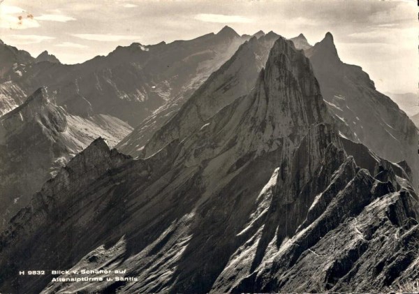 Blick vom Schäfler auf Altenalptürme u. Säntis Vorderseite