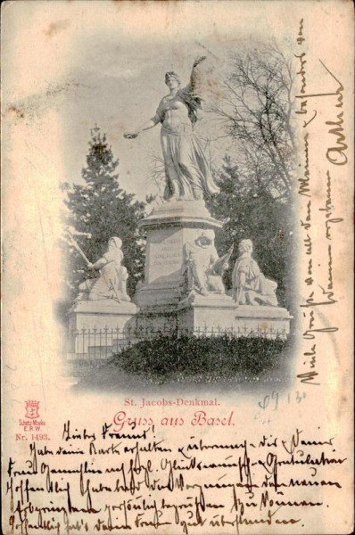 St. Jacobs-Denkmal.  Gruss aus Basel Vorderseite