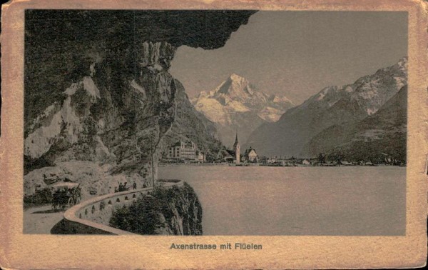 Axenstrasse mit Flüelen vor 1912 Vorderseite